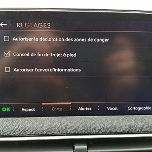 Réglage carte GPS