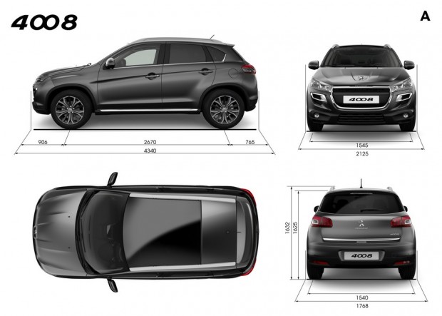 Dimensions extérieures du Peugeot 4008