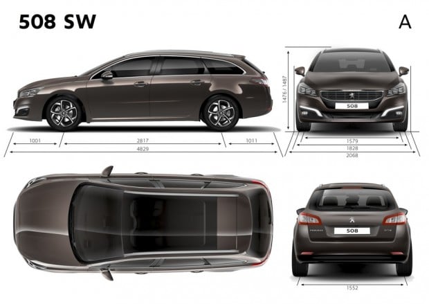 Dimensions extérieures de la Peugeot 508 SW
