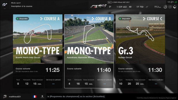 3 courses sont disponibles toute la journée