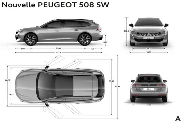Les dimensions extérieures de la Peugeot 508 SW